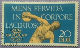 Спорт Спорт ^/--/^ ГДР 1971 спорт Олимпиада искусство скульптура Мирон Mi 1660 ^_^^^ НДР 1971 спорт Олімпіада мистецтво скульптура Мирон Mi 1660 - фото фото фото