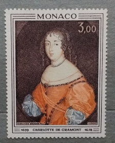 Мистецтво Искусство ^/--/^ Монако 1970 г - Шарлотта де Грамон  (1639-1678), картина С. Бурдона  (1616-1671), негаш ^_^^^ Монако 1970 - Шарлотта де Грамон (1639-1678), картина С. Бурдона (1616-1671), негаш - фото фото фото