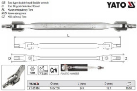 Ключі Ключи ^/--/^ Ключ TORX 2-сторонний на шарнирах Т /--/ 45 /--/ хТ /--/ 50 L /--/ 243 мм YATO YT-05314 ^_^^^ Ключ TORX 2-сторонній на шарнірах Т /--/ 45 /--/ хТ /--/ 50 L /--/ 243 мм YATO Польща YT-05314 - фото фото фото