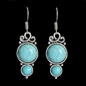 Сережки Серьги ^/--/^ СЕРЬГИ БИРЮЗА ТИБЕТСКОЕ СЕРЕБРО ^_^^^ Сережа Бірудза Тибетське СЕРЕБРО - фото фото фото