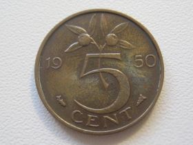 Нідерланди Нидерланды ^/--/^ Нидерланды 5 центов 1950 года 32310 ^_^^^ Нідерланди 5 центів 1950 року 32310 - фото фото фото