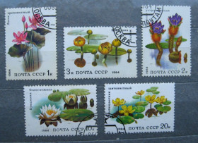 СРСР - СССР - ^/--/^ ВОДНЫЕ РАСТЕНИЯ = СССР - СРСР = 1984 р. = гаш. + ^_^^^ Водні рослини = СРСР - СРСР = 1984 р. = гаш. + - фото фото фото