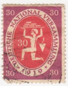 Веймарська республіка Веймарская республика ^/--/^ Германия   ( Рейх) 1919 г. № 108  гашеная ^_^^^ Німеччина (Рейх) 1919 р. No 108 гашена - фото фото фото