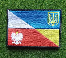 Інше Другое ^/--/^ Шеврон Прапор Польща-Україна прапор Українсько-Польський № 2674 ^_^^^ Шеврон Флаг Польша-Украина флаг Украинско-Польский No 2674 - фото фото фото