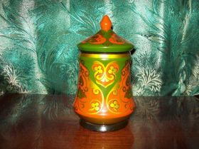 Статуетки, Скульптури, Фігурки, Фарфор Статуэтки, Скульптуры, Фигурки, Фарфор ^/--/^ Бочонок деревянный кадка горшок времён СССР роспись хохлома? ^_^^^ Бочонок дерев'яний кадка горщик часів СРСР розпис хохлома? - фото фото фото