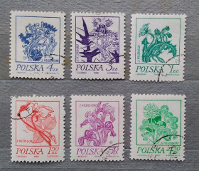 Флора Флора ^/--/^ Польша 1974 г - Цветочные рисунки Станислава Выспянского ^_^^^ Польща 1974 р. - Квіткові малюнки Станіслава Виспянського - фото фото фото