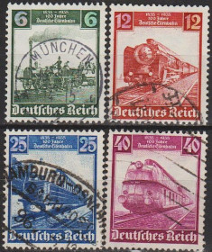 Третій Рейх (-) Третий Рейх (-) ^/--/^ 1935 - Рейх - 100 років залізниці Mi.580-83 _6.50 € ^_^^^ 1935 - Рейх - 100 лет железной дороги Mi.580-83 _6.50 € - фото фото фото