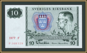 Скандинавія Скандинавия ^/--/^ Швеция 10 крон 1977 P-52  (52 /--/ d.2) UNC ^_^^^ Швеція 10 крон 1977 P-52 (52 /--/ d.2) UNC - фото фото фото