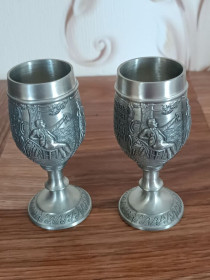 Кухонне начиння, посуд, столове срібло Кухонная утварь, посуда, столовое серебро ^/--/^ Рюмка олово. Германия. 2 шт. Винтаж. ^_^^^ Рюмка олово. Німеччина. 2 шт. Вінтаж. - фото фото фото