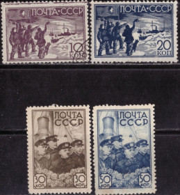 СРСР - СССР - ^/--/^ СССР. Спасение станции Северный полюс-1   (серия)* и #  1938 г. ^_^^^ СРСР. Рятування станції Північний полюс-1 (серія) * і # 1938 - фото фото фото