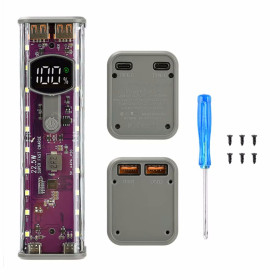 Зовнішні акумулятори (Power Bank) Внешние аккумуляторы (Power Bank) ^/--/^ Корпус PD /--/ 22.5 /--/ W Повербанк Павербанк для телефона PowerBank 8 x 18650 USB Type-C быстрая зарядка черный фиолетовая плата ^_^^^ PD /--/ 22.5 /--/ W Повербанк Павербанк для ноутбука телефону PowerBank 8 x 18650 USB Type-C швидка зарядка чорний фіолетова плата - фото фото фото