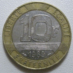 Франція Франция ^/--/^ Франція 10 франків 1989 року 43753 ^_^^^ Франция 10 франков 1989 года 43753 - фото фото фото