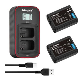Акумулятори Аккумуляторы ^/--/^ 3-Pack KingMa Sony NP-FW /--/ 50 (2 АКБ KingMa NP-FW /--/ 50 и 1 ЗУ на две батареи) ^_^^^ 3-Pack KingMa Sony NP-FW /--/ 50 (2 АКБ KingMa NP-FW /--/ 50 і 1 ЗУ на дві батареї) - фото фото фото