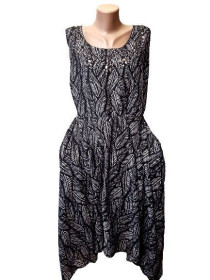 Сукні Платья ^/--/^ 5 /--/ XL-7 /--/ XL Шикарное батал платье Yours, принт листья, вышивка камнями на декольте, Индия ^_^^^ 5 /--/ XL-7 /--/ XL Шикарне батал сукня Yours, принт листя, вишивка камінням на декольті, Індія - фото фото фото