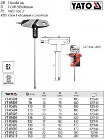 Ключі Ключи ^/--/^ Ключ TORX ручка Т /--/ 9 l /--/ 100 мм YATO YT-05602 - фото фото фото