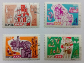СРСР - СССР - ^/--/^ СССР 1963 Советские дети, гашеные ^_^^^ СРСР 1963 Радянські діти, гашені - фото фото фото