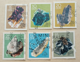 НДР, ФРН ГДР, ФРГ ^/--/^ ГДР 1969 г -  Минералы из коллекции Горной академии Фрайберга, гаш ^_^^^ НДР 1969 р. - Мінерали з колекції Гірської академії Фрайберга, гаш - фото фото фото