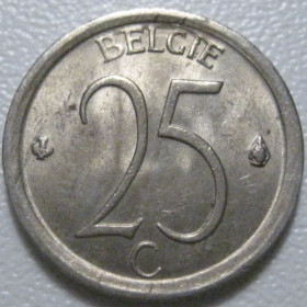 Бельгія Бельгия ^/--/^ Бельгія 25 сантимів 1968 року Belgie Брак 42314 ^_^^^ Бельгия 25 сантимов 1968 года Belgie Брак 42314 - фото фото фото