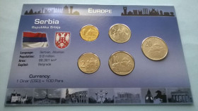 Сербія Сербия ^/--/^ Набор монет СЕРБИЯ пластик картон блистер набір СЕРБІЯ запайка 2 ^_^^^ Набор монет Сербия пластик картон блистер набор Сербия запайка 2 - фото фото фото