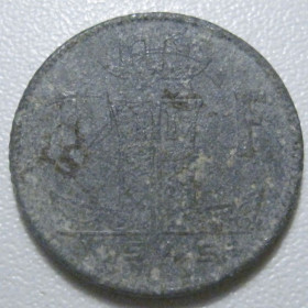 Бельгія Бельгия ^/--/^ Бельгія 1 франк 1945 року 42225 ^_^^^ Бельгия 1 франк 1945 года 42225 - фото фото фото