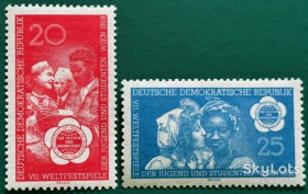 НДР, ФРН ГДР, ФРГ ^/--/^ ГДР 1959 фестиваль молодёжи Mi 705-706 MNH ^_^^^ НДР 1959 фестиваль молоді Mi 705-706 MNH - фото фото фото