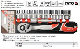 Автоінструмент Автоинструмент ^/--/^ Набор головок торцевых YATO 1/2&amp;#039;&amp;#039; 10-24 12 штук YT-38821 ^_^^^ Набір головок торцевих YATO Польща 1/2'' 10-24 12 штук YT-38821 - фото фото фото