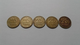 Інше Другое ^/--/^ 25 копеек 1992 года. 2 /--/ ААм. 5 штук. ^_^^^ 25 копійок 1992 року. 2 /--/ ААм. 5 штук. - фото фото фото