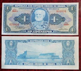 Бразилія Бразилия ^/--/^ Бразилия Бразилія 1 крузейро 1953 - 1959 UNC ^_^^^ Бразилия 1 крузейро 1953 - 1959 UNC - фото фото фото