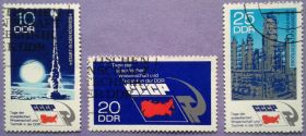 НДР, ФРН ГДР, ФРГ ^/--/^ ГДР 1973 космос наука техника Mi 1887-1889 ^_^^^ НДР 1973 космос наука техніка Mi 1887-1889 - фото фото фото