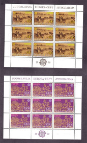 Балканський півострів Балканский полуостров ^/--/^ Югославия  1979 г MNH - EUROPA CEPT - искусство - 2 /--/ а малых листа ^_^^^ Югославія 1979 MNH - EUROPA CEPT - мистецтво - 2 /--/ а малих аркуші - фото фото фото