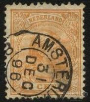 Інші країни Другие страны ^/--/^ Голландия 1891 г. №  34  гашеная ^_^^^ Голландія 1891 р. No 34 гашена - фото фото фото