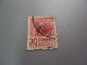 Північна Америка Северная Америка ^/--/^ марка Мексика 1950 стандарт 30 цент гаш №1933 ^_^^^ Марка Мексика 1950 стандарт 30 цент гаш No /--/ 1933 - фото фото фото