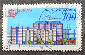 Архітектура Архитектура ^/--/^ Германия 1990 г - «Европа»  (CEPT). Почтовое жироуправление во Франкфурте-на-Майне, гаш ^_^^^ Німеччина 1990 — «Європа» (CEPT). Поштове жироуправління у Франкфурті-на-Майні, гаш - фото фото фото