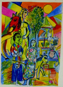 Картини, Гравюри, Живопис та Графіка Картины, Гравюры, Живопись и Графика ^/--/^ Копии картинок Марка Шагала. бумага цвет.карандаш 20*15 /--/ см ^_^^^ Копії картинок Марка Шагала. папір колір.карандаш 20*15 /--/ см - фото фото фото