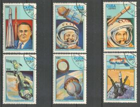 Освоєння космосу Освоение космоса ^/--/^ Куба 1986 космос Королев Гагарин Терешкова Mi 3005-3010 ^_^^^ Куба 1986 космос Корольов Гагарін Терешкова Mi 3005-3010 - фото фото фото