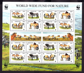 Фауна Фауна ^/--/^ Фауна . Монголия  2000 г  **   к/б - WWF  -  лошади Пржевальского ^_^^^ Монголія 2000 р ** к/б - WWF - коні Пржевальського - фото фото фото