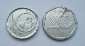 Чехія Чехия ^/--/^ 10 і 20 гелерів = 1993, 1996 р. = ЧЕХІЯ + ^_^^^ 10 и 20 гелеров = 1993, 1996 г. = ЧЕХИЯ + - фото фото фото