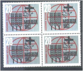 НДР, ФРН ГДР, ФРГ ^/--/^ Германия  1963 г MNH - квартблок ^_^^^ Німеччина 1963 MNH - квартблок - фото фото фото
