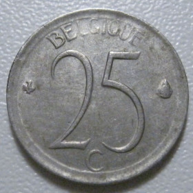 Бельгія Бельгия ^/--/^ Бельгія 25 сантимів 1967 року Belgique 42307 ^_^^^ Бельгия 25 сантимов 1967 года Belgique 42307 - фото фото фото