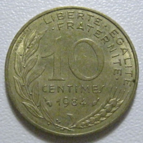 Франція Франция ^/--/^ Франція 10 сантимів 1984 року 43523 ^_^^^ Франция 10 сантимов 1984 года 43523 - фото фото фото
