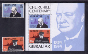 Малі Держави Європи Малые Государства Европы ^/--/^ Гибралтар  1974 г MNH - Уинстон Черчилль - блок + марки ^_^^^ Гібралтар 1974 MNH - Вінстон Черчілль - блок + марки - фото фото фото
