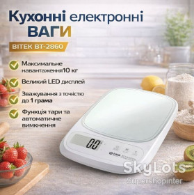 Кухонні ваги Кухонные весы ^/--/^ Весы кухонные электронные с LCD дисплеем BITEK BT-2860 до 10 кг ^_^^^ Ваги кухонні електронні з LCD дисплеєм BITEK BT-2860 до 10 кг - фото фото фото