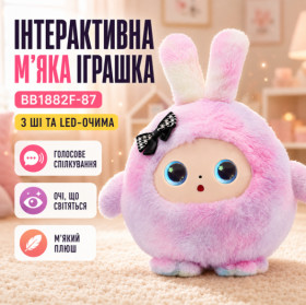 М'які іграшки Мягкие игрушки ^/--/^ Мягкая игрушка  (BB /--/ 1882 /--/ F-87)  (Размовая с ИИ и LED глазами)  (РОЖЕВА) ^_^^^ М'яка іграшка (BB /--/ 1882 /--/ F-87) (Розмова з ШІ і LED очима) - фото фото фото