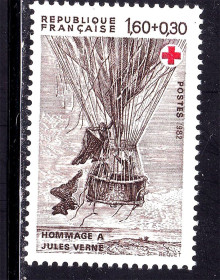 Транспорт Транспорт ^/--/^ Авиация .  Франция   1982 г MNH - воздушный шар - Жюль Верн - КРАСНЫЙ КРЕСТ ^_^^^ Авіація . Франція 1982 MNH - повітряна куля - Жюль Верн - Червоний Крест - фото фото фото