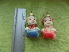 Ялинкові іграшки Ёлочные игрушки ^/--/^ Елочная игрушка стекло Поросенок Цена за 1 шт ^_^^^ Іграшка скло Поросеня Ціна за 1 шт - фото фото фото