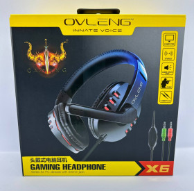 Навушники Наушники ^/--/^ Ігрові навушники з мікрофоном Ovleng X /--/ 6 Black ^_^^^ Игровые наушники с микрофоном Ovleng X /--/ 6 Black - фото фото фото