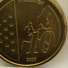 Італія і Ватикан Италия и Ватикан ^/--/^ 10 євроцентів 2005 р. Ватикан. SPECIMEN. Європроба. Капсула. ^_^^^ 10 евроцентов 2005 г. Ватикан. SPECIMEN. Европроба. Капсула. - фото фото фото