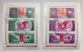 СРСР - СССР - ^/--/^ СССР 1973 День космонавтики, 2 блока, гашеные ^_^^^ СРСР 1973 День космонавтики, 2 блоки, гашені - фото фото фото