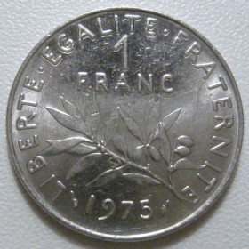 Франція Франция ^/--/^ Франція 1 франк 1975 року 43716 ^_^^^ Франция 1 франк 1975 года 43716 - фото фото фото