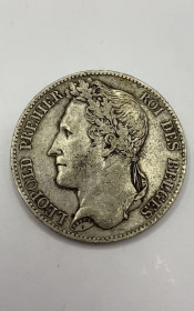 Бельгія Бельгия ^/--/^ 6 /--/ к /--/ 56 5 франков 1849 год, Бельгия. Серебро Состояние хорошее, следы времени. Вес 25 гр ^_^^^ 6 /--/ к /--/ 56 5 франків 1849, Бельгія. Срібло Стан гарний, сліди часу. Вага 25 гр - фото фото фото